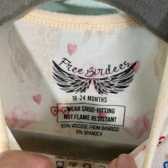 Free Birdees Llama & Hearts Full Zip Bamboo Footed Pajamas Size 18-24M - Picture 4 of 5